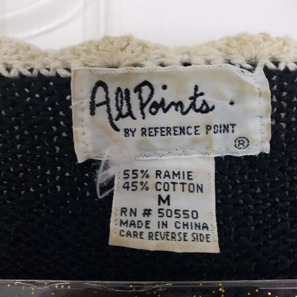 All Points Beaded Embroidered Sweater Vintage Floral Knit Womens Size Medium - Picture 5 of 10